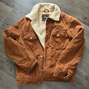 Zara Men's Tan Corduroy Jacket with Cream Lining